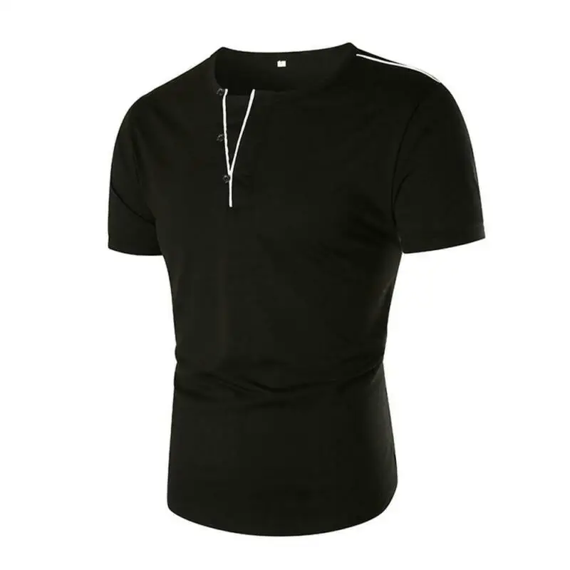 

Men Solid Short Sleeve Longline Shirt T-shirt Casual Crew Neck Tops Tee Blouse