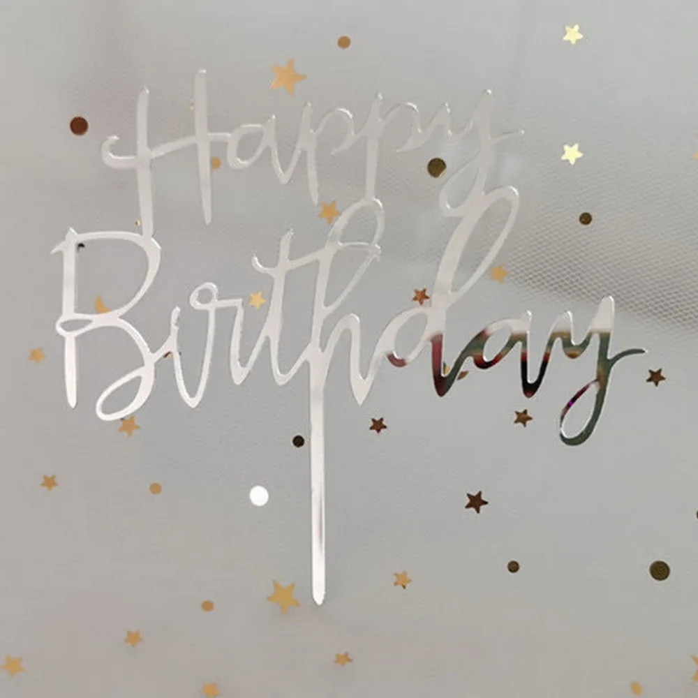 

1PC New Happy Birthday Cake Topper Rose Gold Birthday Acrylic Cake Topper For Kids Birthday Party Cake Decorations