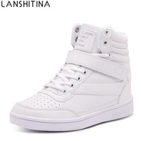 2021 women casual shoes espadrilles platform hidden increasing sneakers pu leather shoes woman breathable high top white shoes