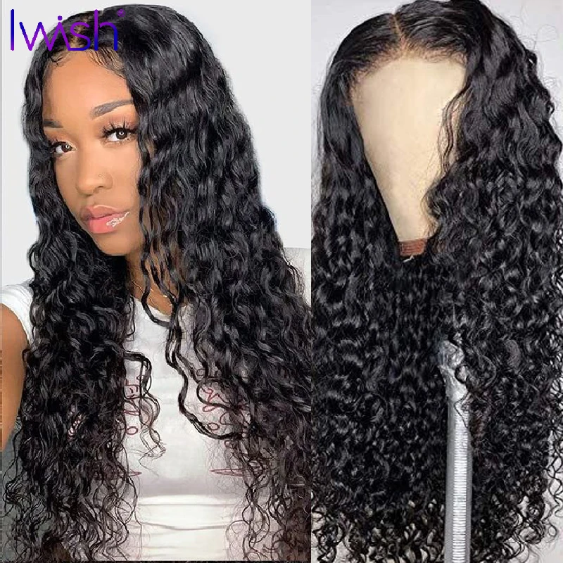

32 Inch Water Wave Lace Front Human Hair Wigs 13x6 13X4 Lace Frontal Wigs With Pre Plucked Hairline Remy Hair Lace Front Wig