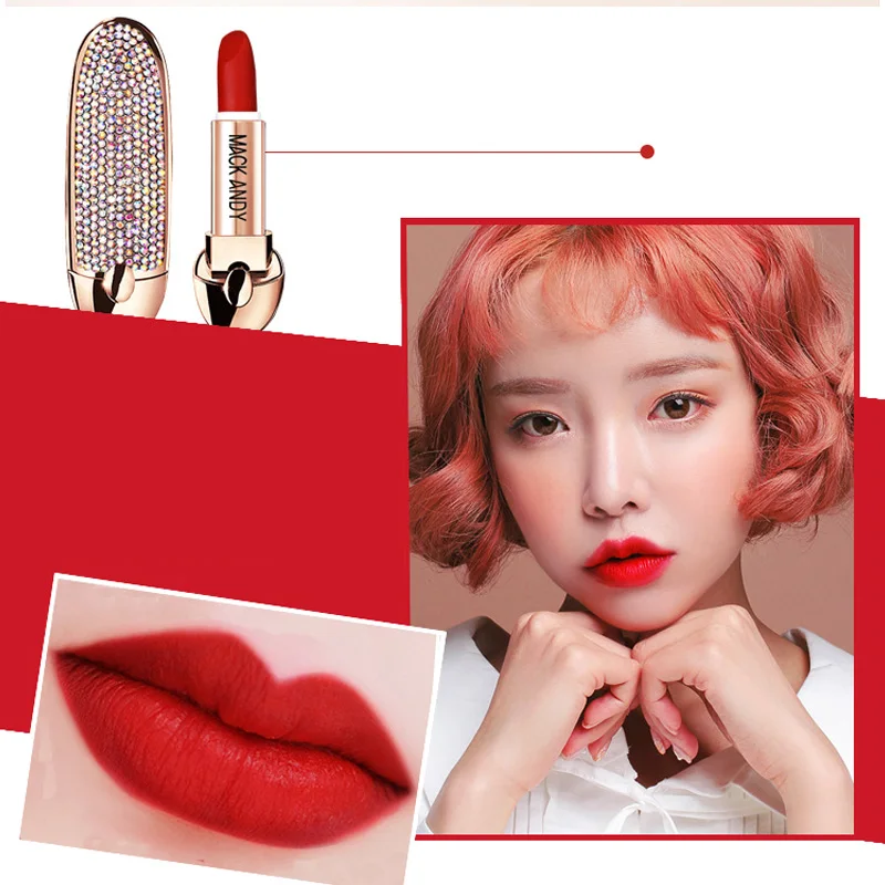 1 Pcs Matte Lipstick Waterproof Long Lasting Moisturizing with Shining Case 998 |
