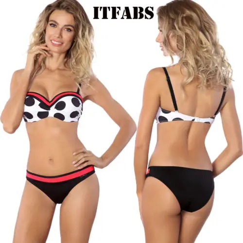 Новинка 2020 женский летний купальник комплект бикини в горошек бюстгальтер пуш ап