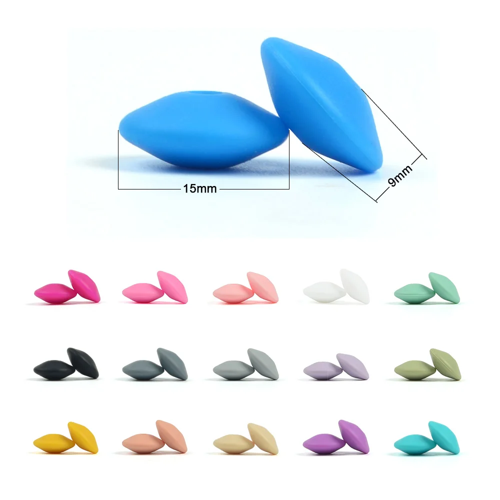 15MM 30pcs/lot Silicone lentil Beads Silicone BPA Free DIY Charms Newborn Nursing Accessory Teething Necklace Teething Toy