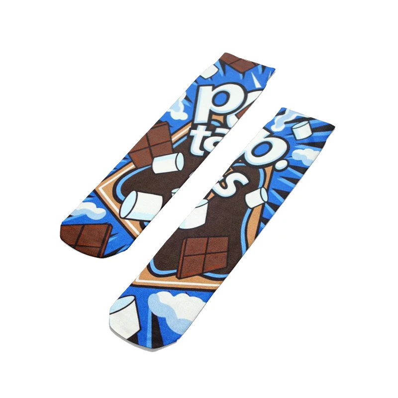 

New Compression Street Punk Socks Women Unisex Funny Chips 3D Printed Cotton Fashion Mid-calf Socks Fashion Casual Calcetines