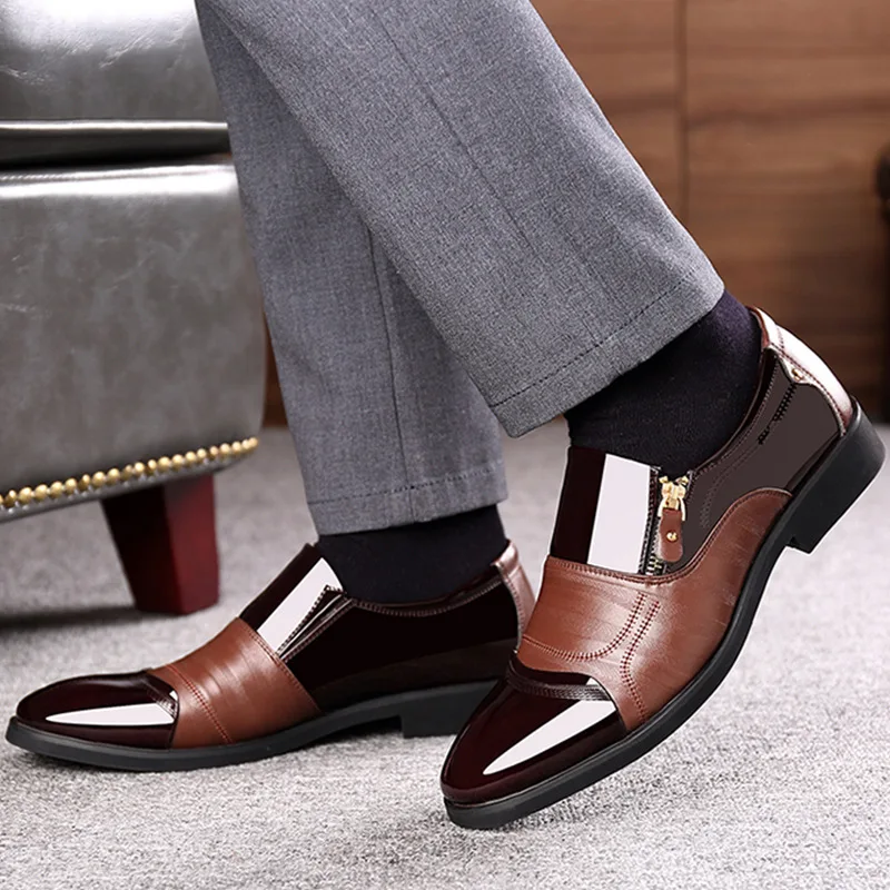 Туфли-оксфорды мужские классические высокие кожаные низкий квадратный каблук