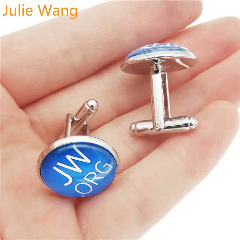 Julie Wang JW ORG запонки из голубого стекла, для людей, запонки для мужчин, запонки для рубашки рукав ногтей, деловой подарок