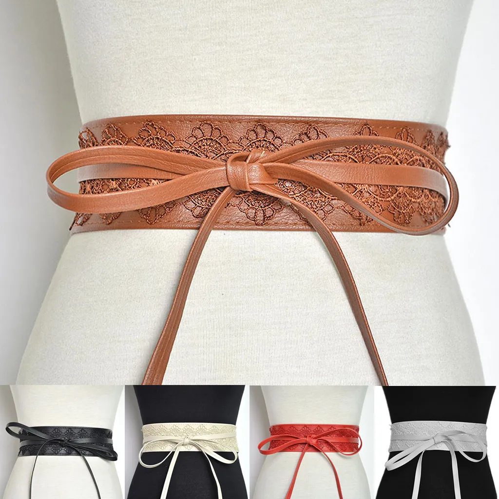 Женский ремень винтажный кожаный мягкий широкий декоративный пояс для платья pasek