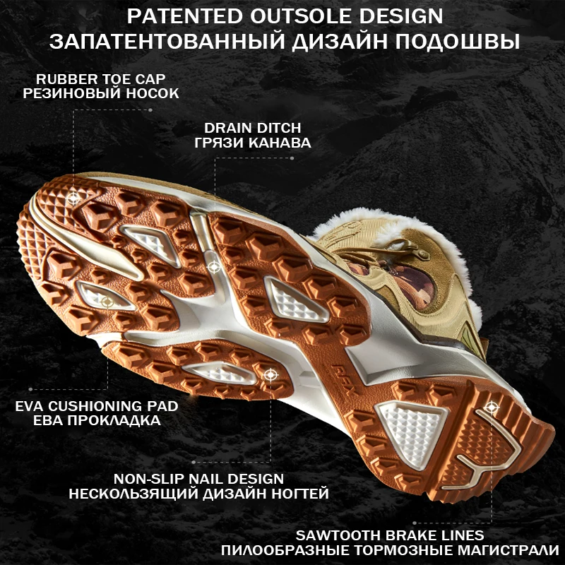 RAX Winter Snow Boots For Men Women Fleece Hiking Shoes Outdoor Sports Sneakers Mens Mountain Trekking Walking | Спорт и развлечения