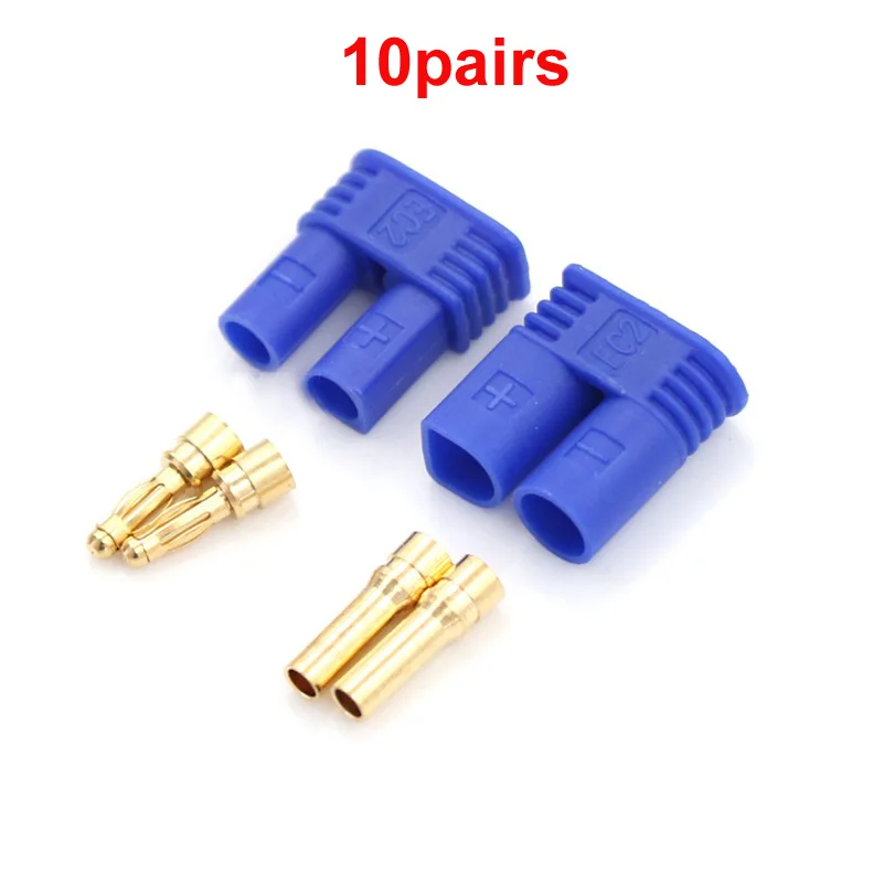 10 пар EC2 Штекерный Медный позолоченный штекер для литий-полимерного аккумулятора