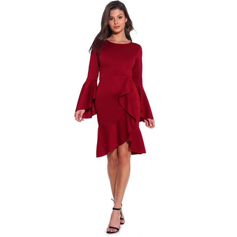 Элегантное женское платье модное с высокой талией простое асимметричное миди