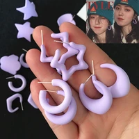 punk acrylic purple geometric stud earrings for women cute opening star heart flower earring studs female fine jewelry accessory