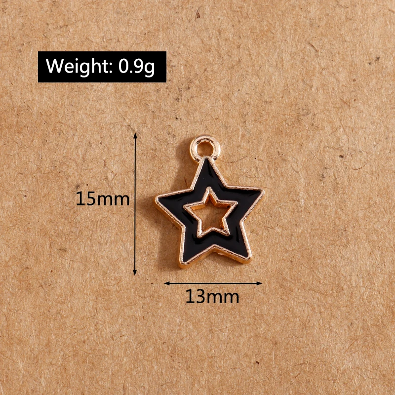 

10pcs/lot 13*15mm Enamel Hollow Stars Circle Charms Stars Pendants for Necklaces Bracelets DIY Jewelry Findings