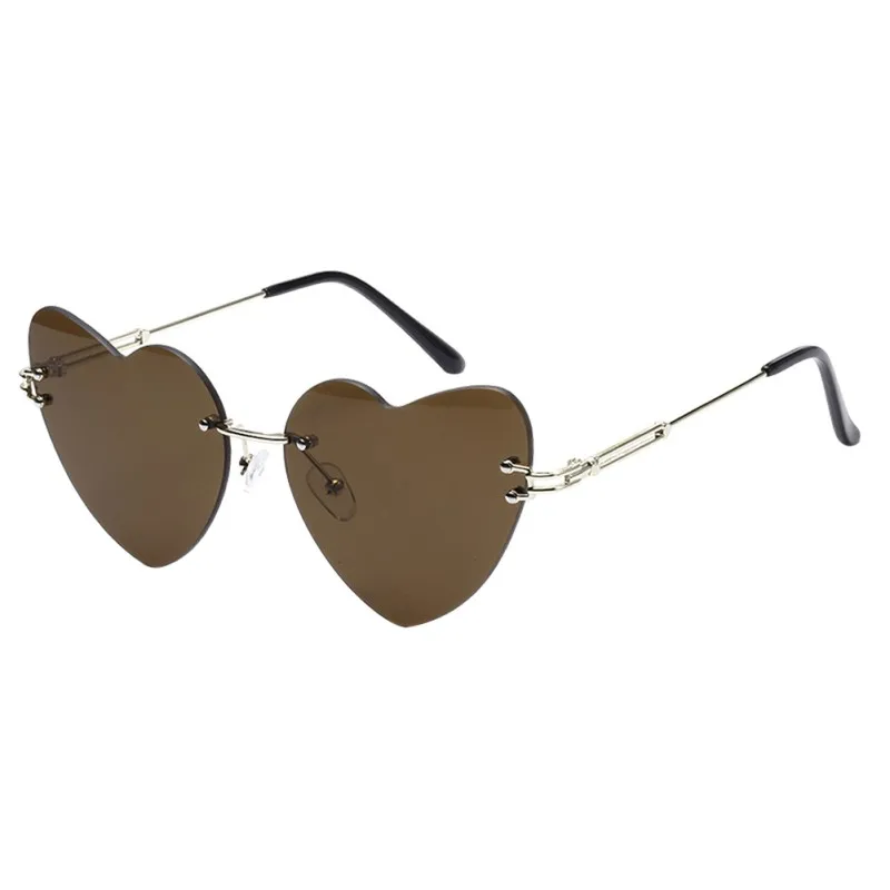 

Fashion Love Heart Sunglasses Women Frameless Designer Cute Sexy Retro Cheap Sun Glasses Female Eyewear
