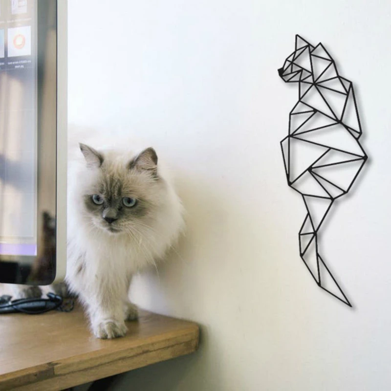 

ins Nordic creative living room wall decorated with cat-shaped bedroom wall metal cat wall hanging iron-art kids room decoration