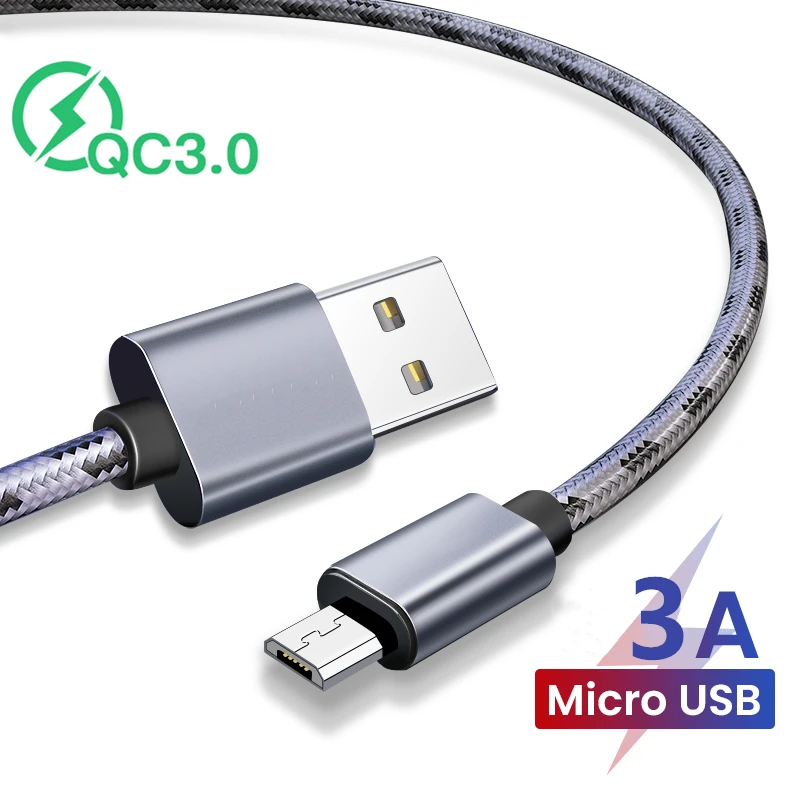 Кабель BAECOAR для быстрой зарядки USB Micro 5V/3A 9V/2A 12V/1.5A длина 0.25м/1м/2м/3м цвет