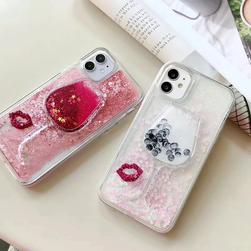 Губа вино стекло блеск зыбучий песок крышка для Huawei Nova 5T динамический Жидкий