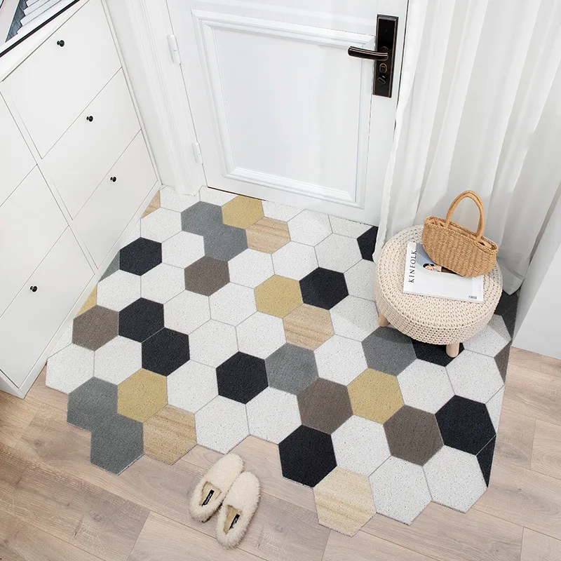 

PVC Silk Loop Mat Carpet Door Mat Nordic Minimalist Anti-Slip Indoor Entrance Kitchen Bathroom Foot Pad Floor Mat Door Carpet