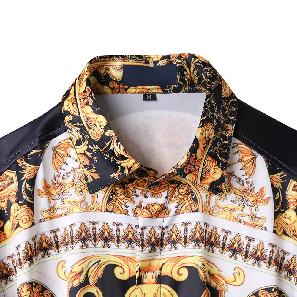 Новинка 2020 роскошные Брендовые мужские рубашки с цветочным принтом повседневные