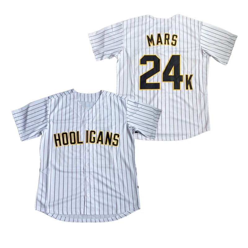 

BG baseball jerseys HOOLIGANS 24K jersey Outdoor sportswear Embroidery sewing White stripe Hip-hop Street culture 2020 new