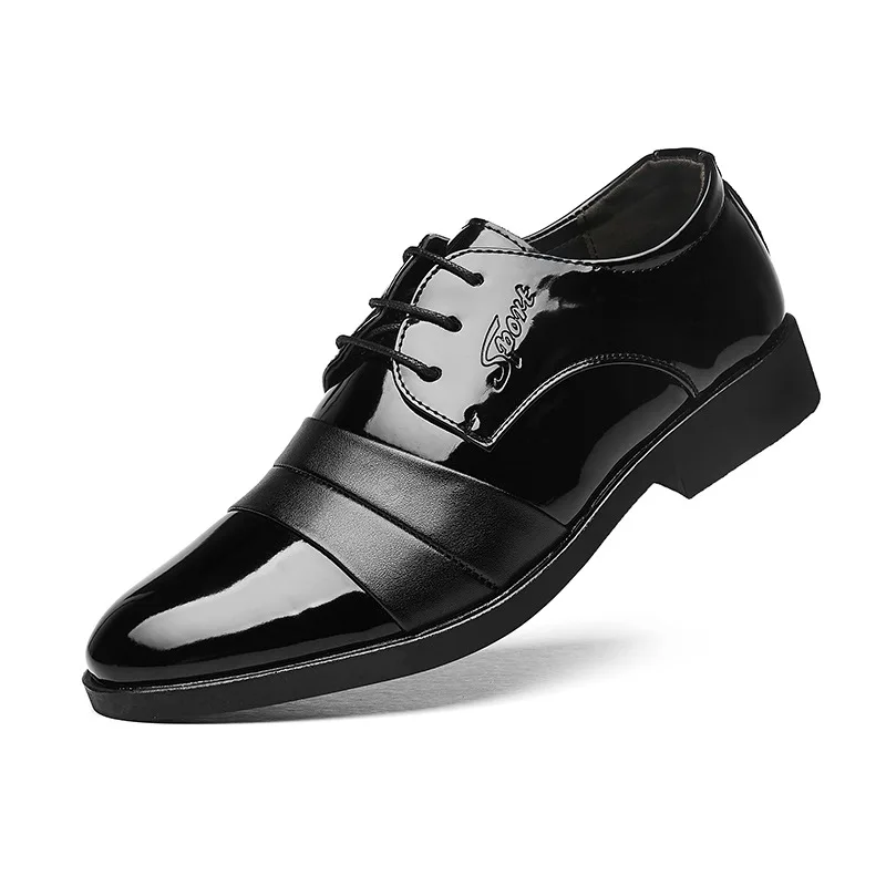 

Pointed Toe Spring and Autumn Mens Formal Shoes Europe Style Cool Male Dress Shoes Pu Leather Party Flat Dress Shoes