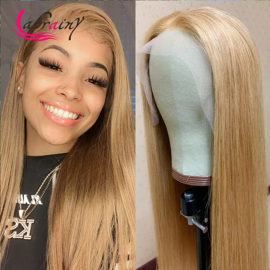 

HD 13X6 Lace Frontal Human Hair Wigs 1B/27 Lace Front Ombre Honey Blonde Pre Plucked Wigs Straight Highlight Bleached Knots