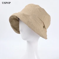 uspop 2022 women spring bucket hats caual cotton summer panama hats collapsible sun hats
