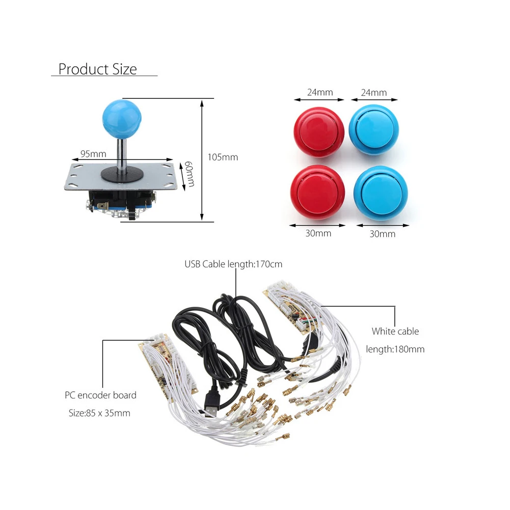 

Arcade DIY Kits Parts USB Encoder For PC China Sanwa Joystick 20Pcs Push Buttons Arcade USB Encoder Joystick Kit For Adults Kids
