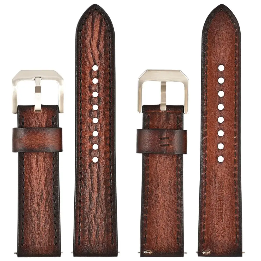 BEAFIRY Genuine Leather Watch Band 18mm 20mm 22mm 24mm Quick Release Watch Straps Watchbands Belt Brown Blue  Grey for Men Women