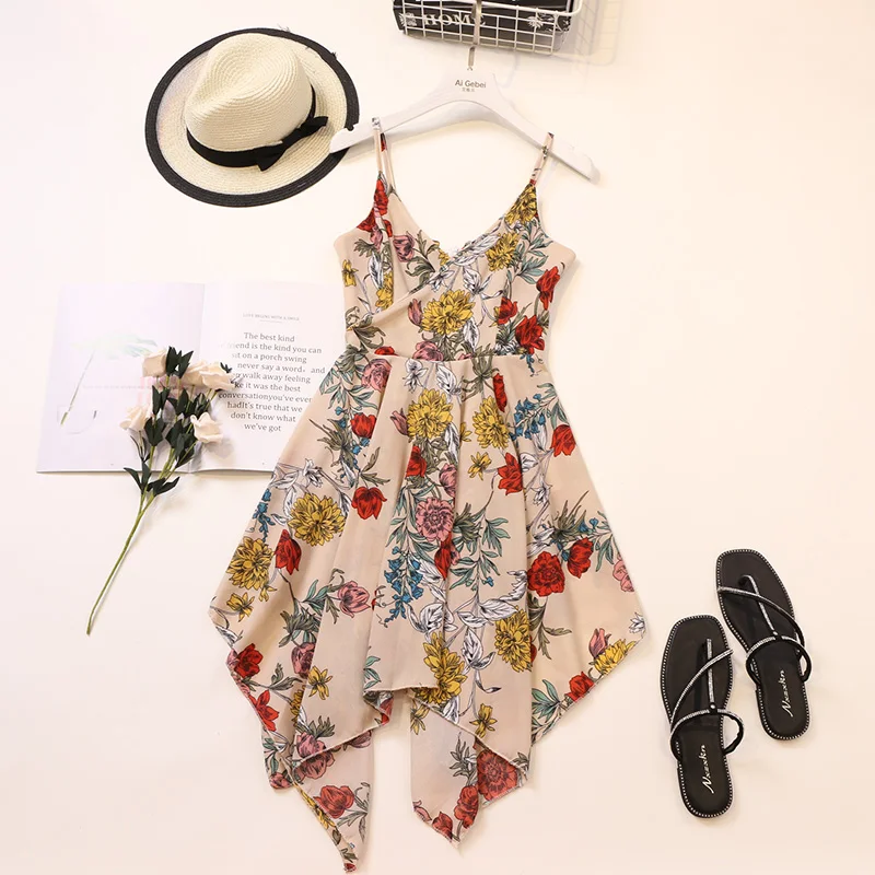 Женское платье на бретельках MUMUZI Пляжное Платье с v-образным вырезом и