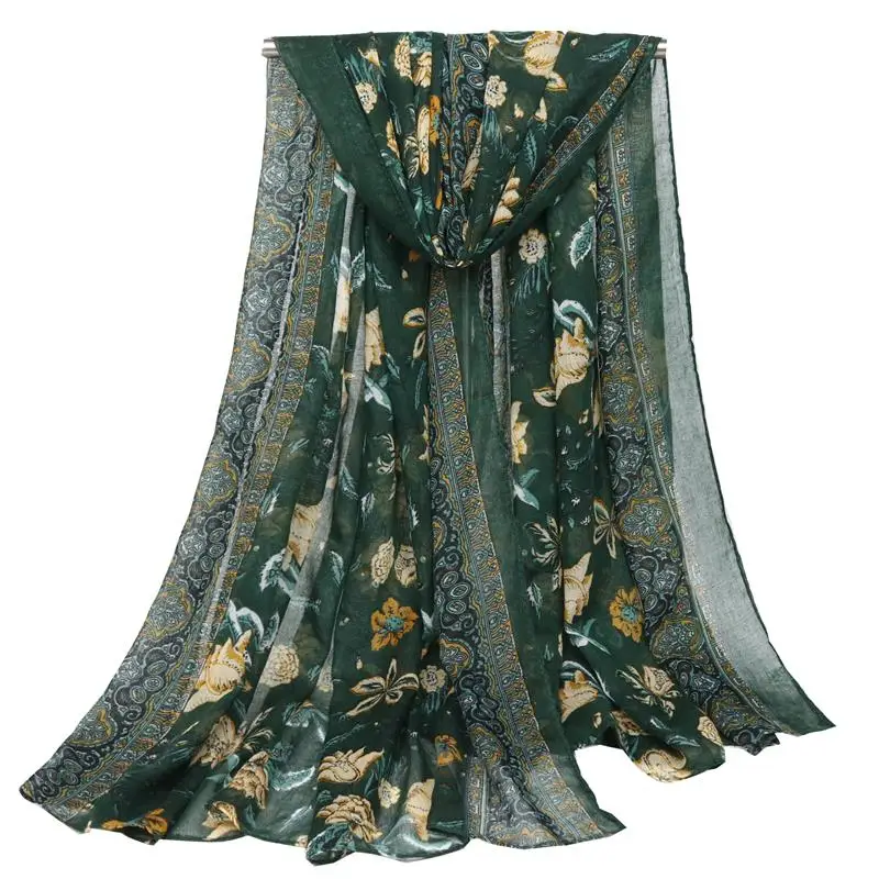 Бренд UACY Высококачественная вуаль с цветочным принтом синий и белый фарфоровый