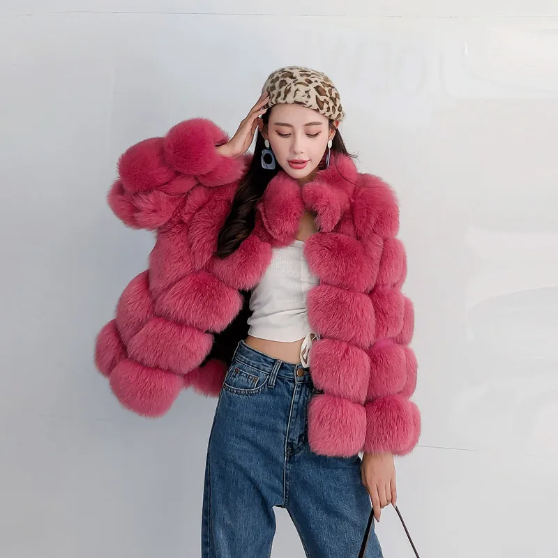 Ins Fashion Real Fur Coat Women Winter Jacket Natural Fox Fur Outerwear 2020 Luxury Solid Thick Warm Fur Coats Women Clothing