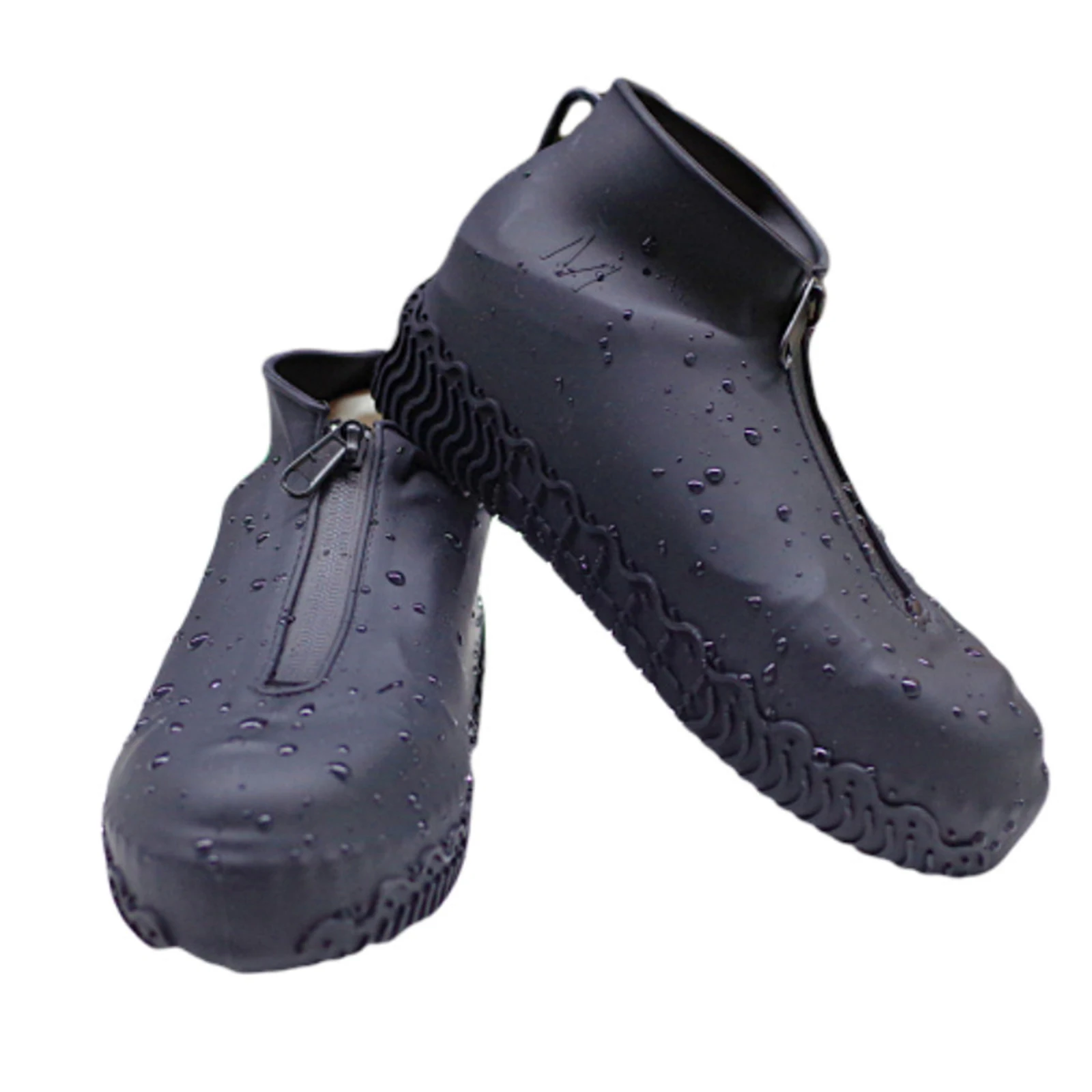 1 Pair Waterproof Shoe Covers Reusable Folding Not-Slip Silicone Rain Shoe Covers With Zipper Outdoor Shoe Protectors