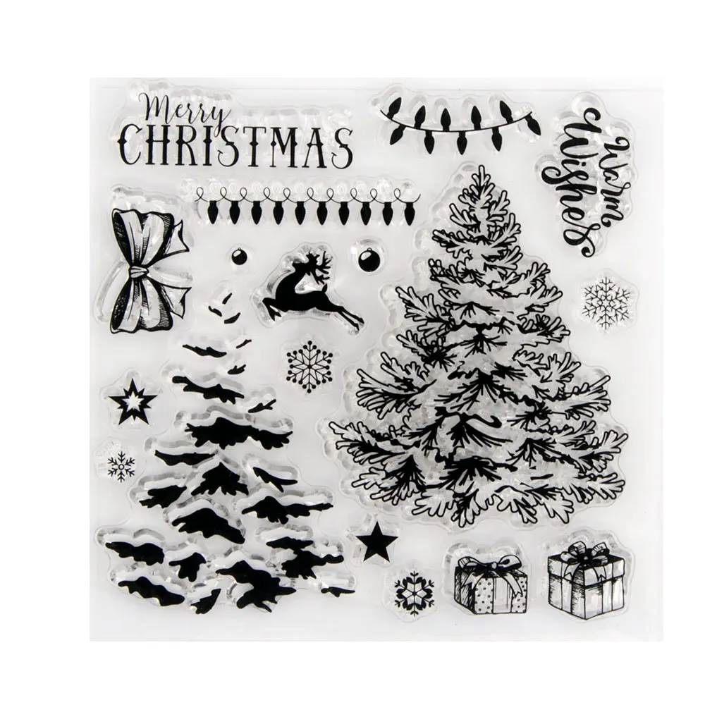 Christmas Stamps and Dies Tree die Stamp Scrapbook Paper Transparent Clear Handmade Rubber for Card DIY Scrapbooking |