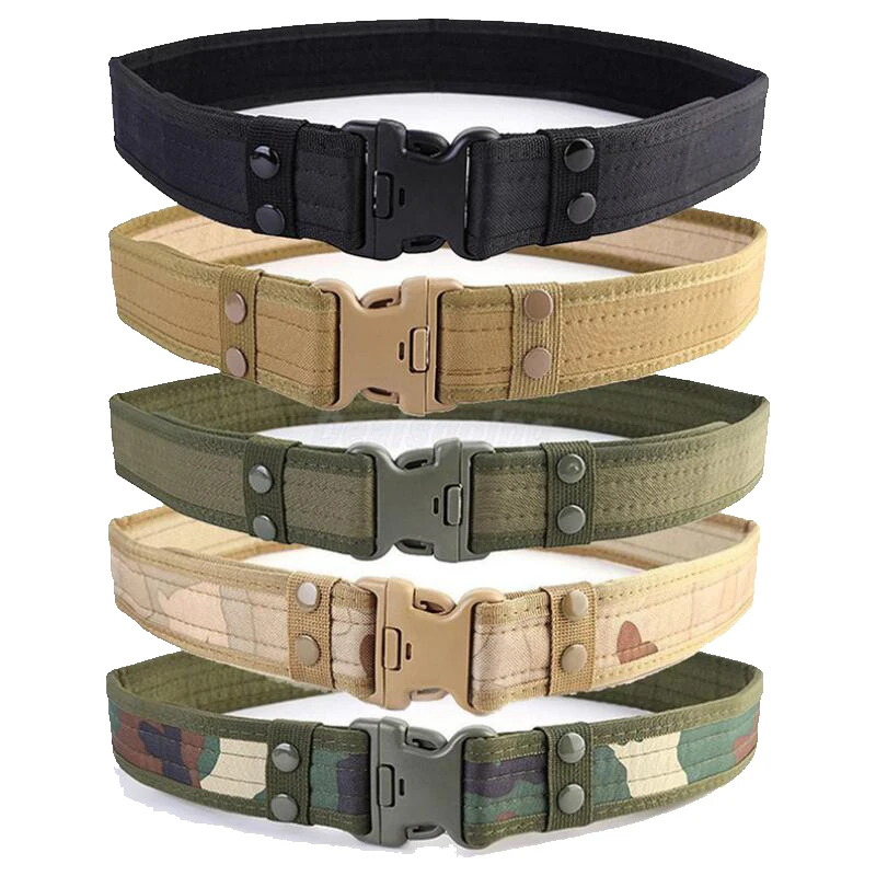 

New Combat Canvas Duty Tactical Sport Belt With Plastic Buckle Army Military Adjustable Outdoor Fan Hook Loop Waistband