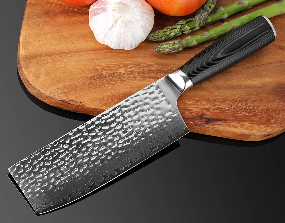 

XITUO Damascus Steel Chef Knife Set Chinese Handmade Forging Sharp Slaughter Utility Sankotu Full Tang Cut Meat Knives Kitchen