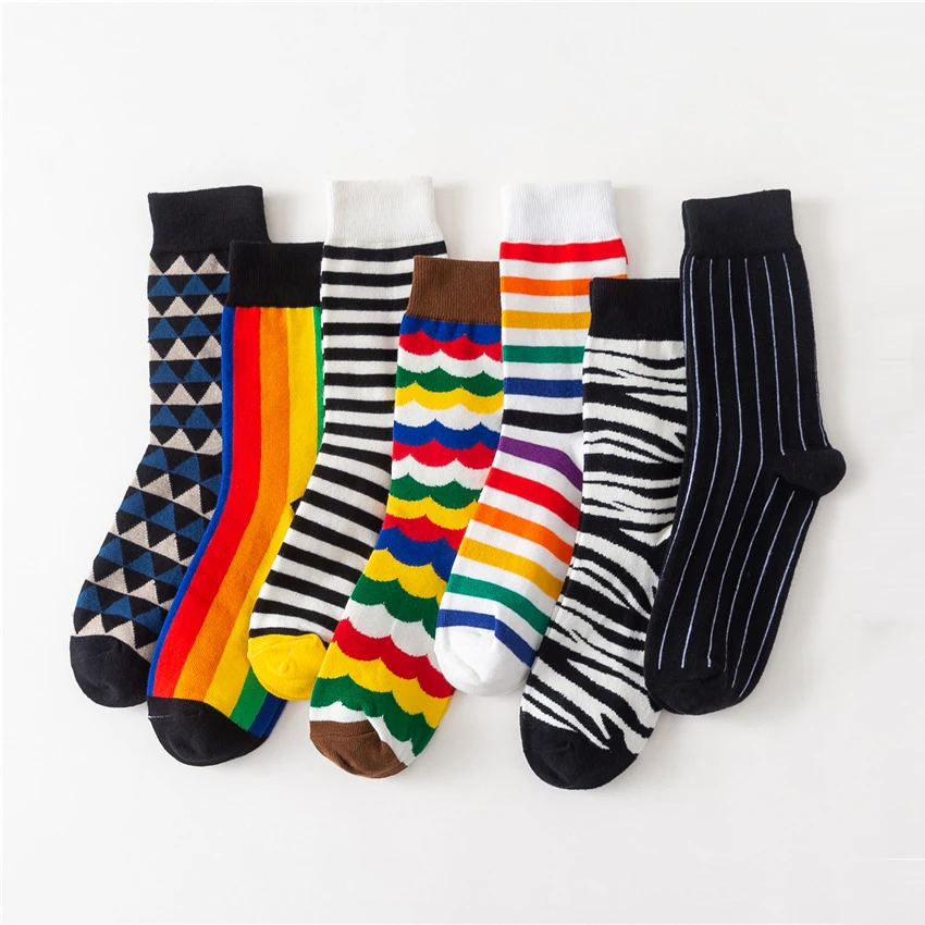 Носки женские/мужские в полоску цвет ассортименте красивые хлопковые
