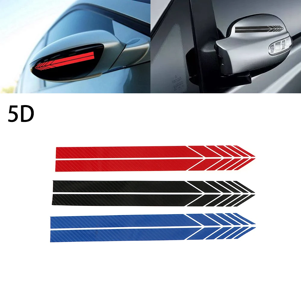 2 шт. 5D зеркало заднего вида в полоску наклейка из углеродного волокна