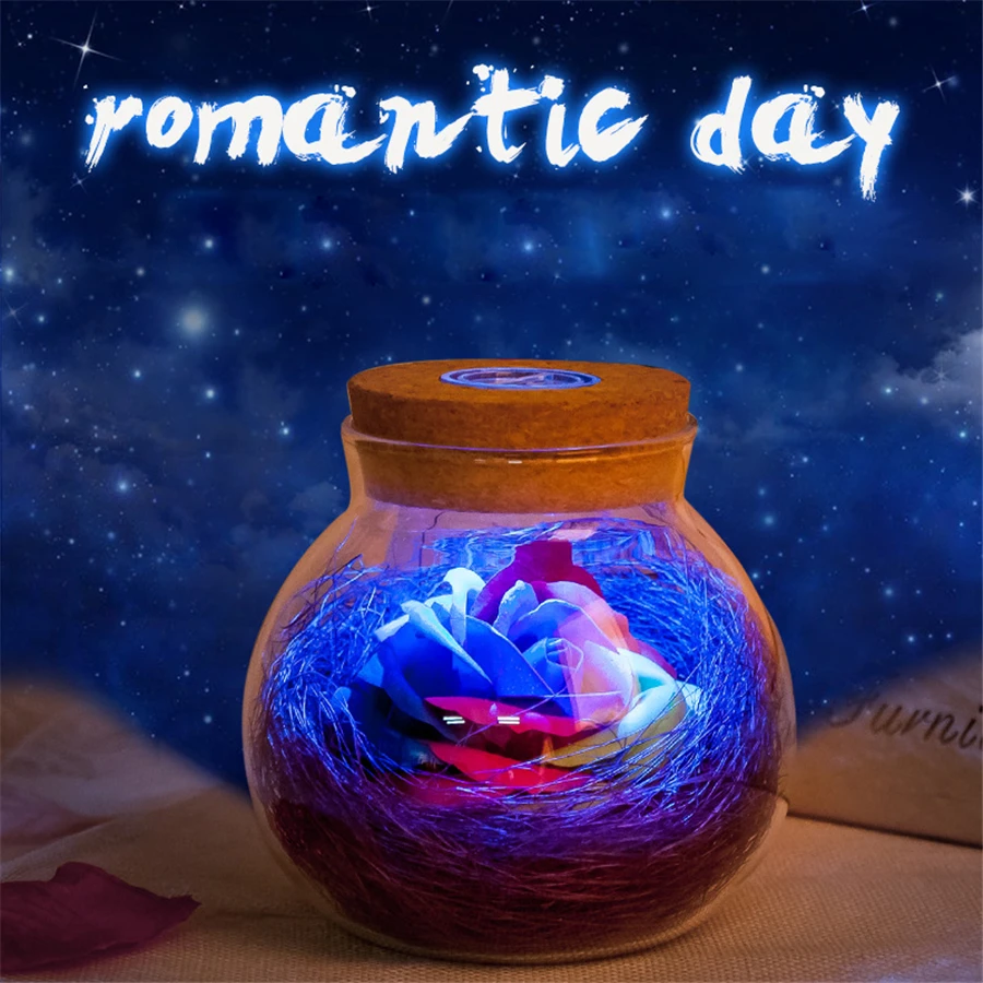 

LED Romantic Rose Flower Remote light Bottle Dimmer Lamp Night Light Flower Bottle Creative Gift For Girl Home decoration