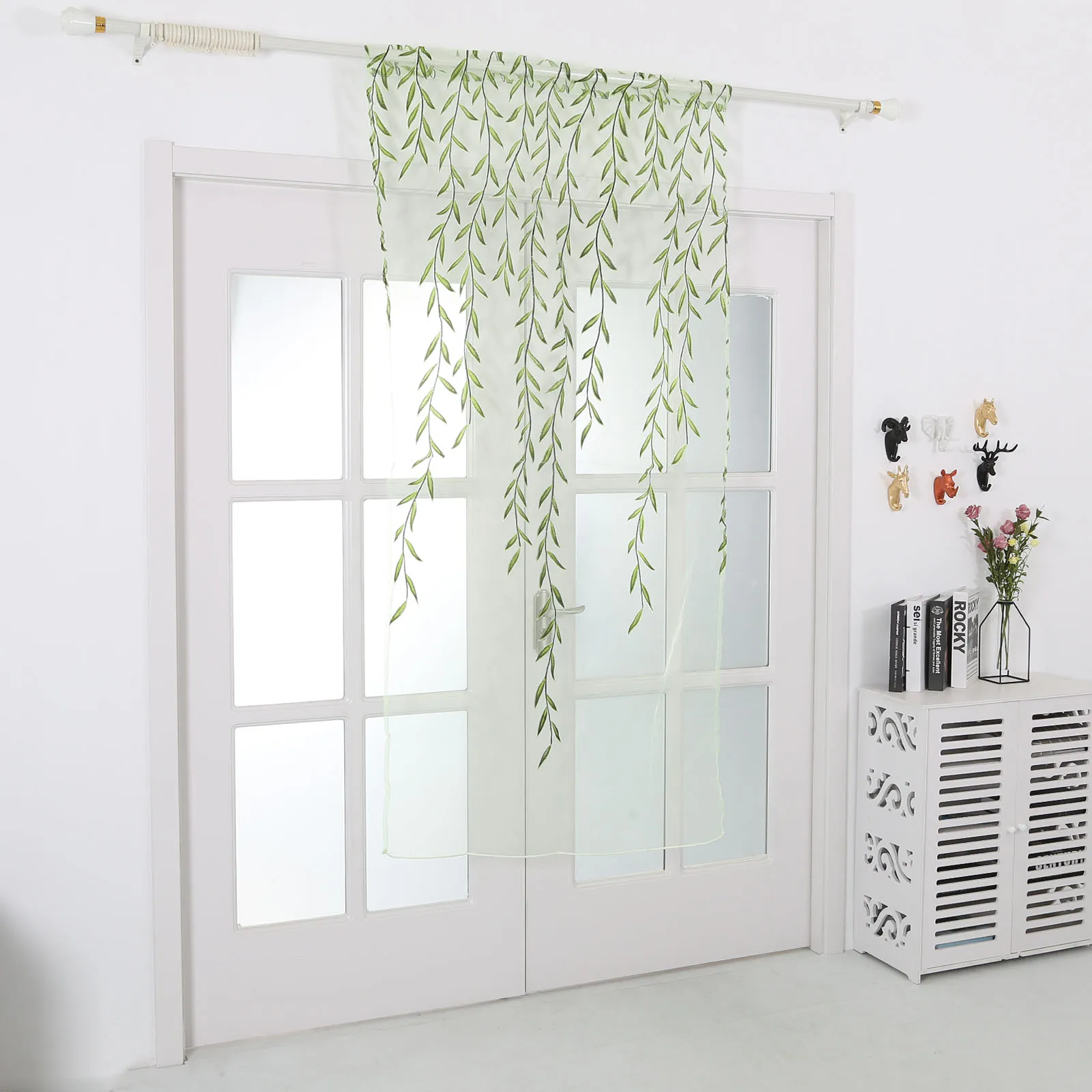 Шторы из вуали с рисунком зеленой и фиолетовой ивы прозрачные Занавески для дома