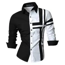 Jeansian Men's Dress Shirts Casual Stylish Long Sleeve Designer Button Down Slim Fit Z014 White