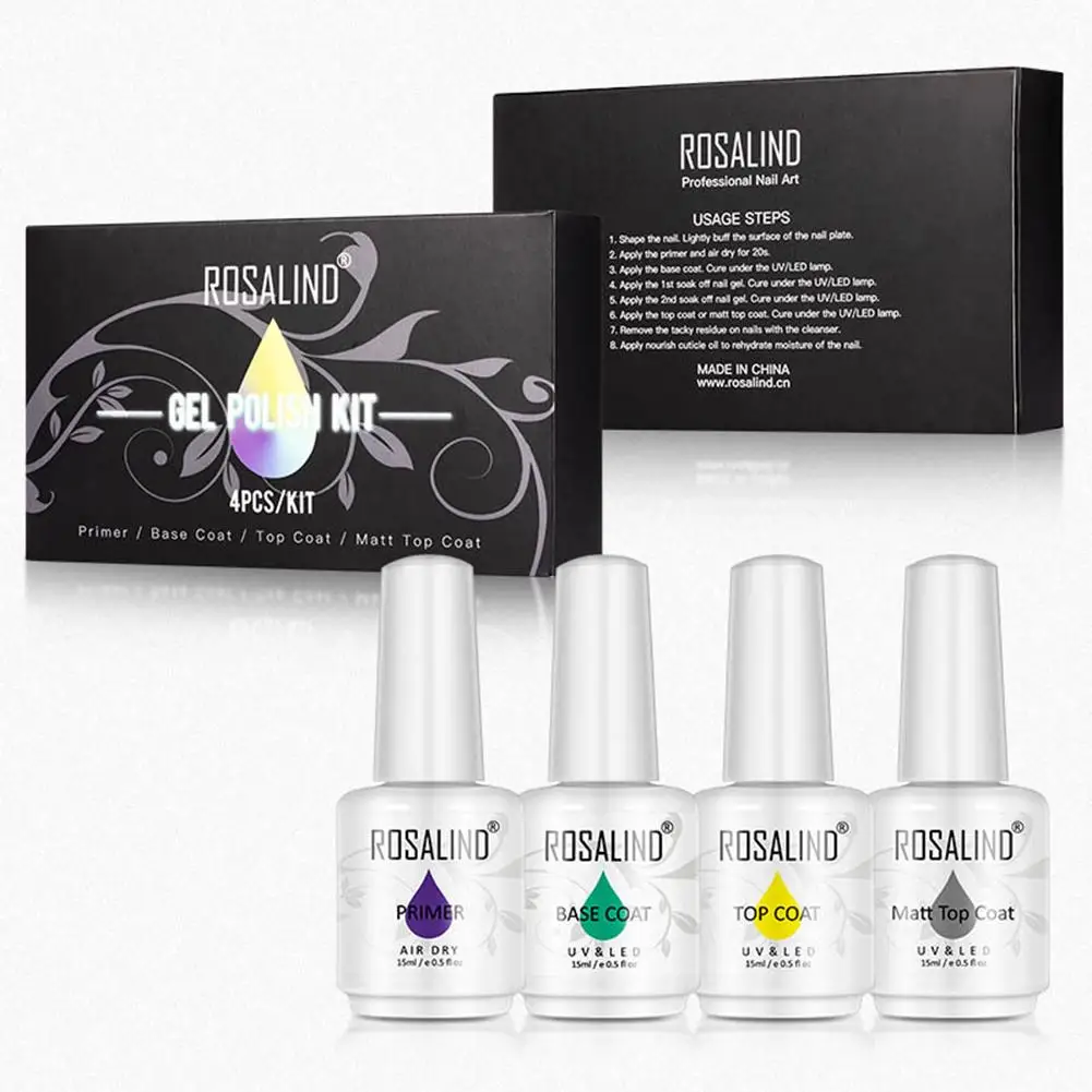 

4Pcs Nails Gel Polish Kit 15ml Top Coat Gel Long-lasting LED UV Gel Color Manicure Polish For Nail Art Gel DIY Nail Art