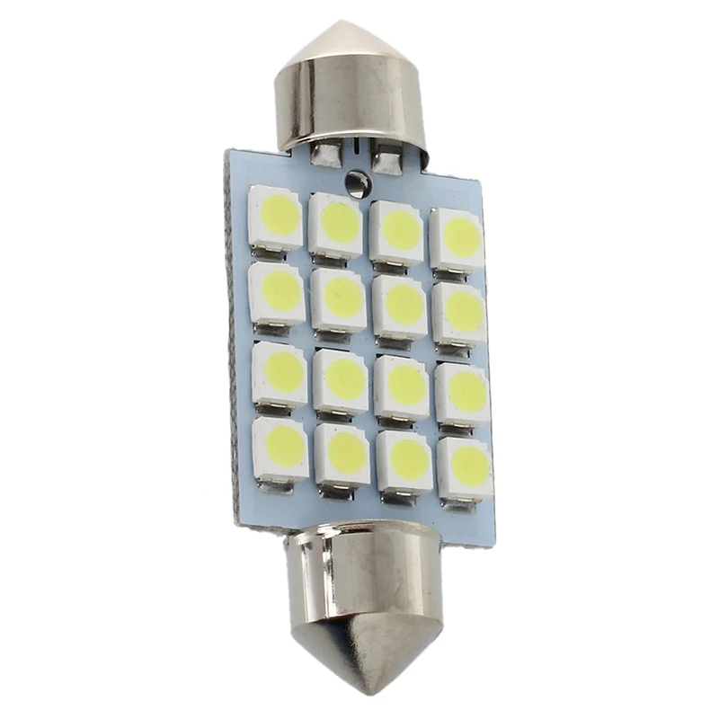 4X 16 SMD светодиодный чистый белый купол для салона автомобиля C5W гирлянда лампа
