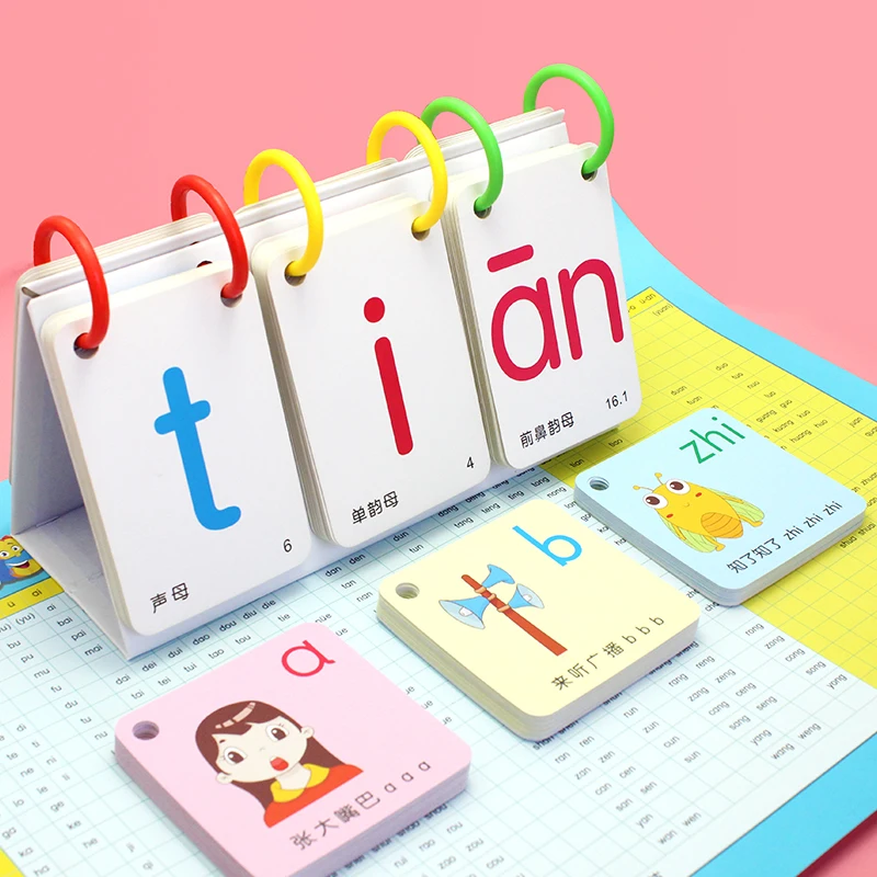 Детские китайские правописальные карты Pinyin для обучения детей Обучающие