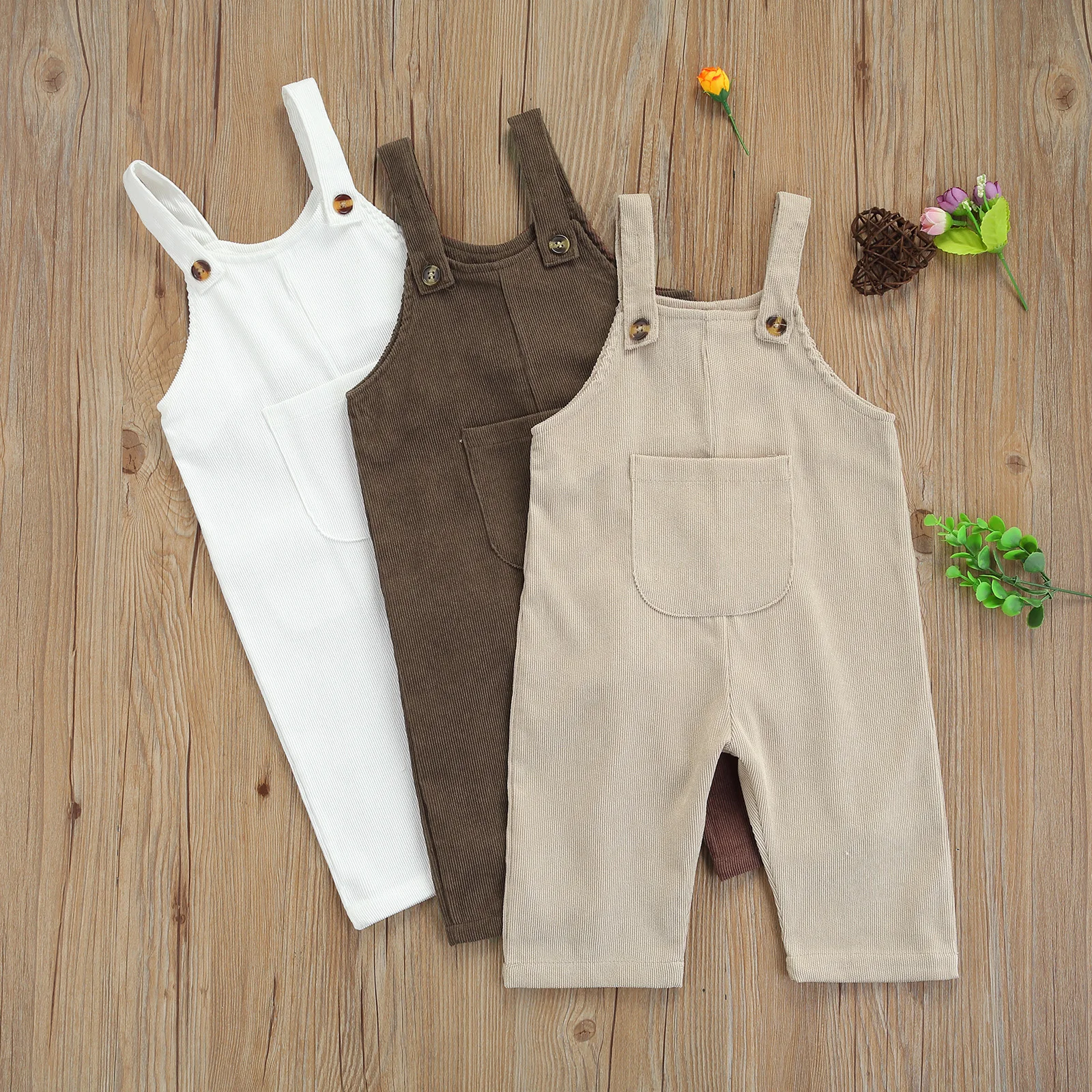 

Emmababy 2021 New Infant Baby Boy Girl Solid Romper Jumpsuit Cute Summer Sleeveless Straps Pocket Long Pants Overalls Bodysuit