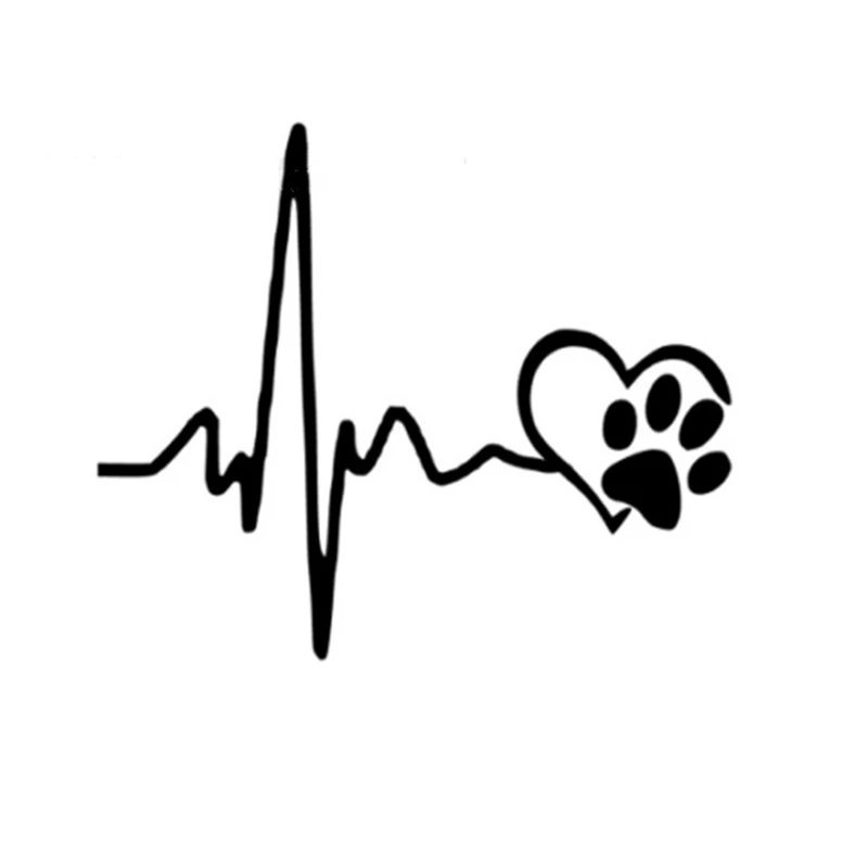 

Cardiogram Of Love Dog Paw Print Funny Car Stickers Auto Tank Reflective Vinyl Creative Black/White Decal KK12*10cm