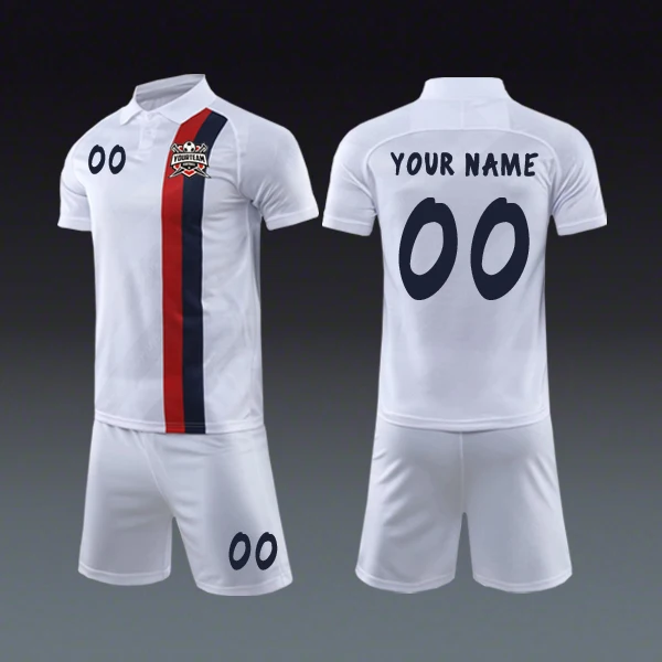 Белые персонализированные футбольные майки комплекты униформы Футбольная