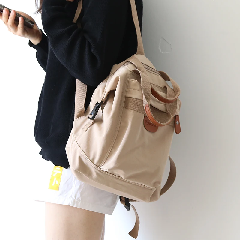 

wind solid color backpack female 2020 new fashion school bag female Korean high school backpack female double shoulder