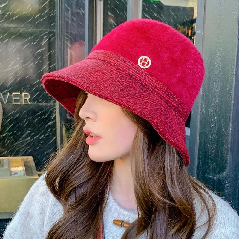 

2022 The Fisherman Hat Female Tide Restoring Ancient Ways Joker Japanese Basin Of Knitted Cap Folding Thickening Warm Bucket Hat