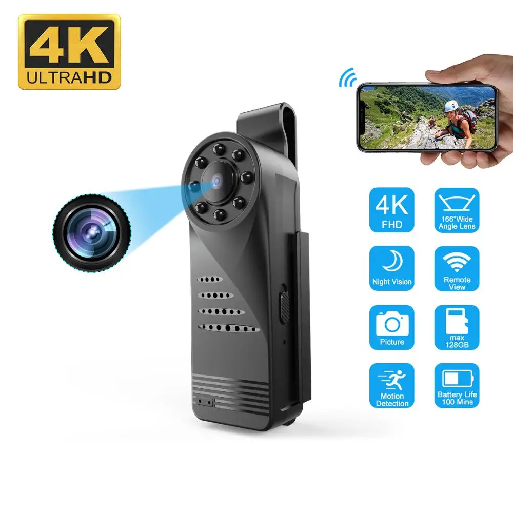 

Миниатюрная IP-камера 1080p с Wi-Fi и датчиком движения, 4K