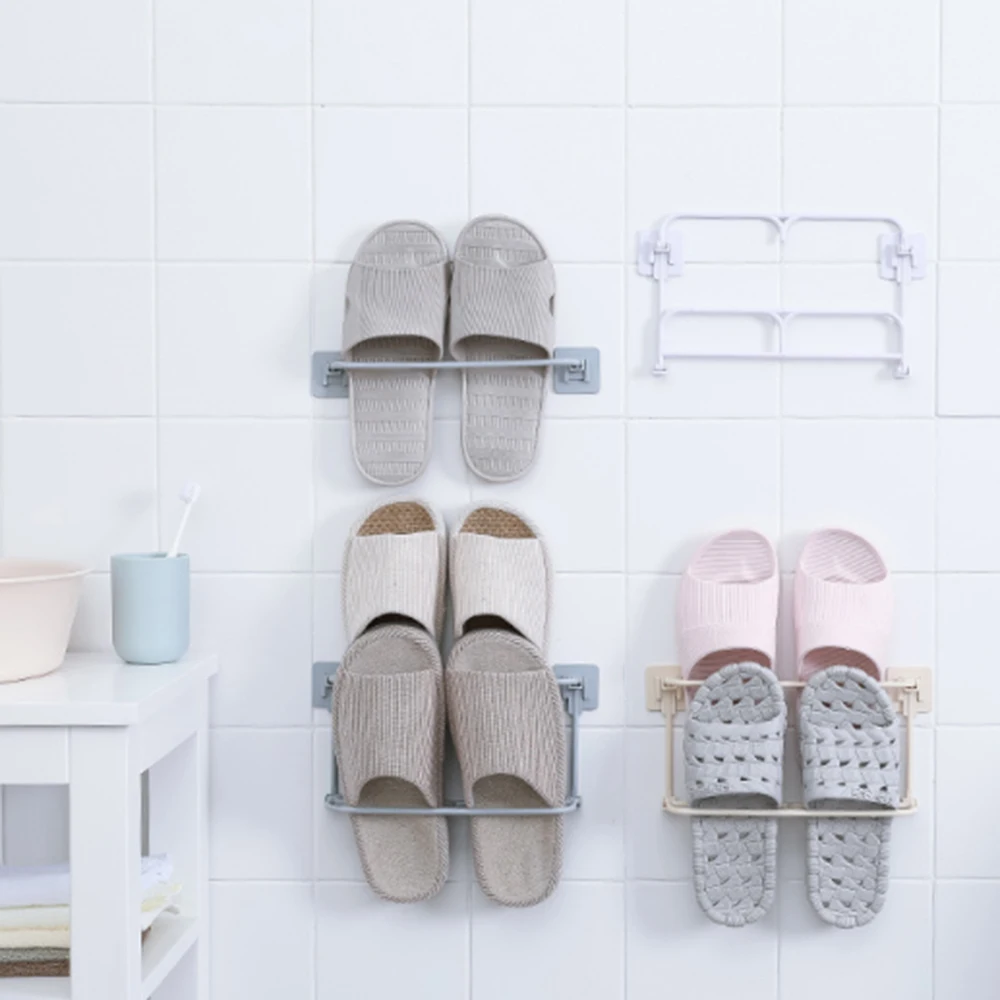 

Wall-Mounted Shoe Rack Single Double Layer Folding Sandal Slippers Storage Easy To Assemble 100% New And High Quality Practical